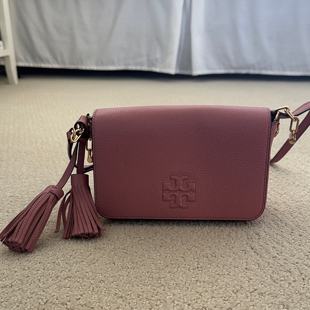 Tory Burch Mauve Crossbody Bag with Tassels